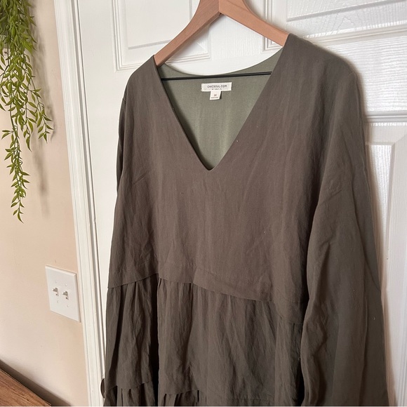CHIC SOUL Green Long Sleeve Tiered Baby Doll Midi Dress Size 3X - Picture 3 of 5